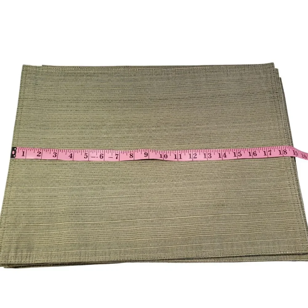 Olive Green Woven Placemats Stain and Water Resistant Reversible 18